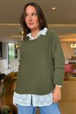 Made in Italy Conrad Body Skim Knit Jumper Khaki /10 =